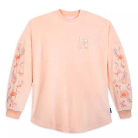 Disney Parks Walt Disney World Embroidered Peach Spirit Jersey floral XS pink - Picture 1 of 12